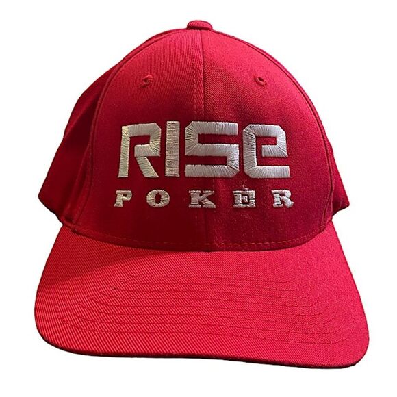 Rise Poker S/M Baseball Hat Flexfit Red Cap Sports Outdoors Sportswear - Picture 1 of 6